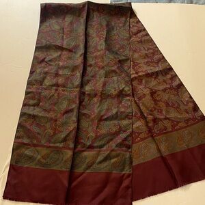 Tie Rack 100% SilkPaisley Patterned Scarf in Burgundy, Blue and Brown